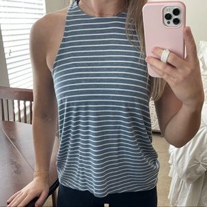 Striped High Neck Tank Top